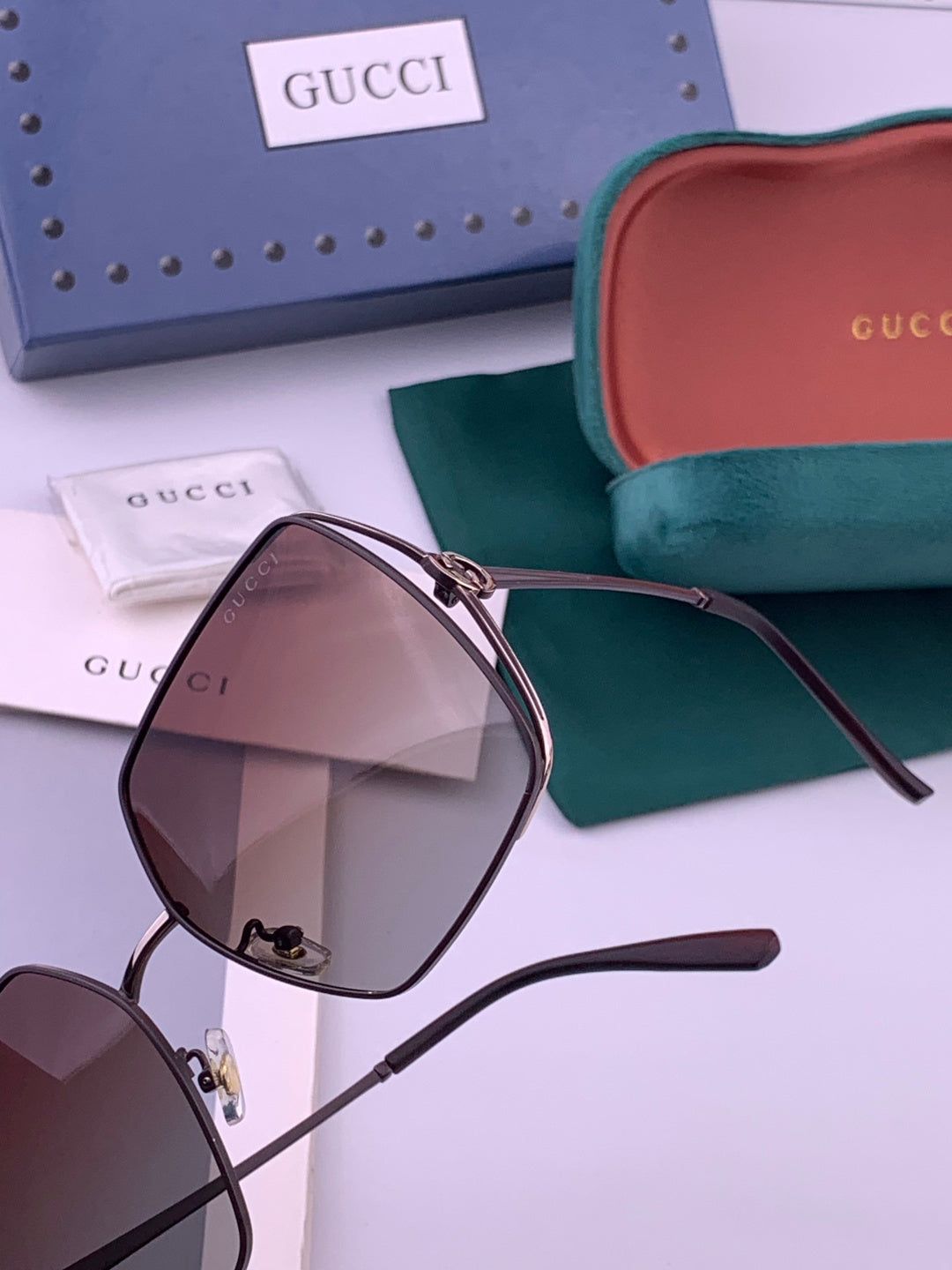 Gucci G9638 Polarized Square Brown Lens Sunglasses for Women - 357928 - detail image 3