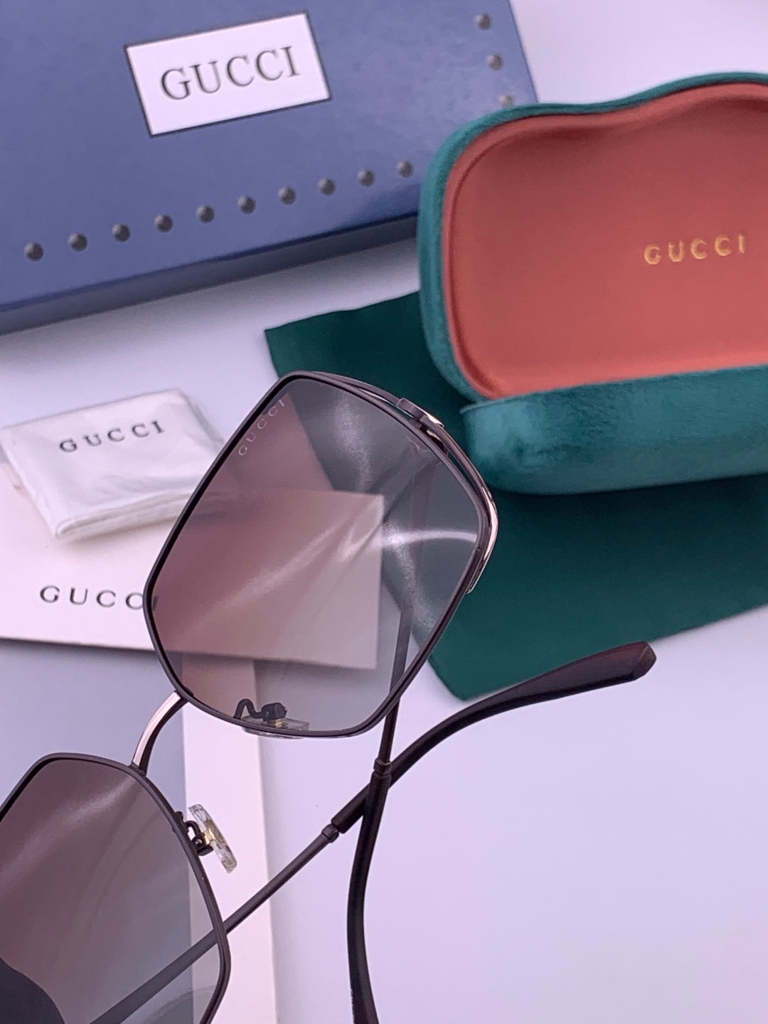 Gucci G9638 Polarized Square Brown Lens Sunglasses for Women - 357928 - detail image 4