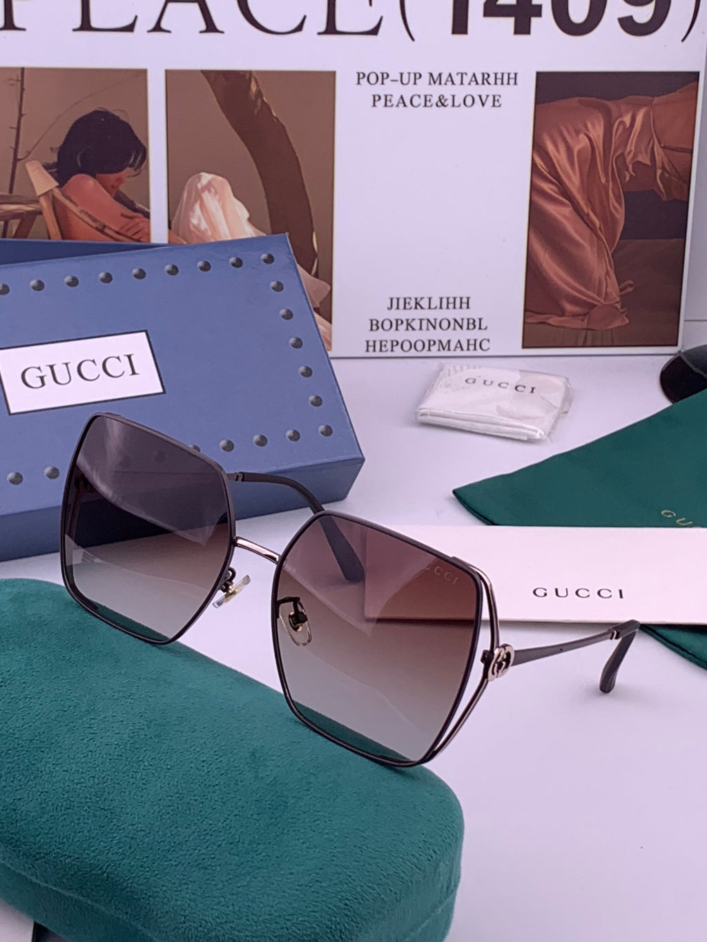 Gucci G9638 Polarized Square Brown Lens Sunglasses for Women - 357928 - detail image 2