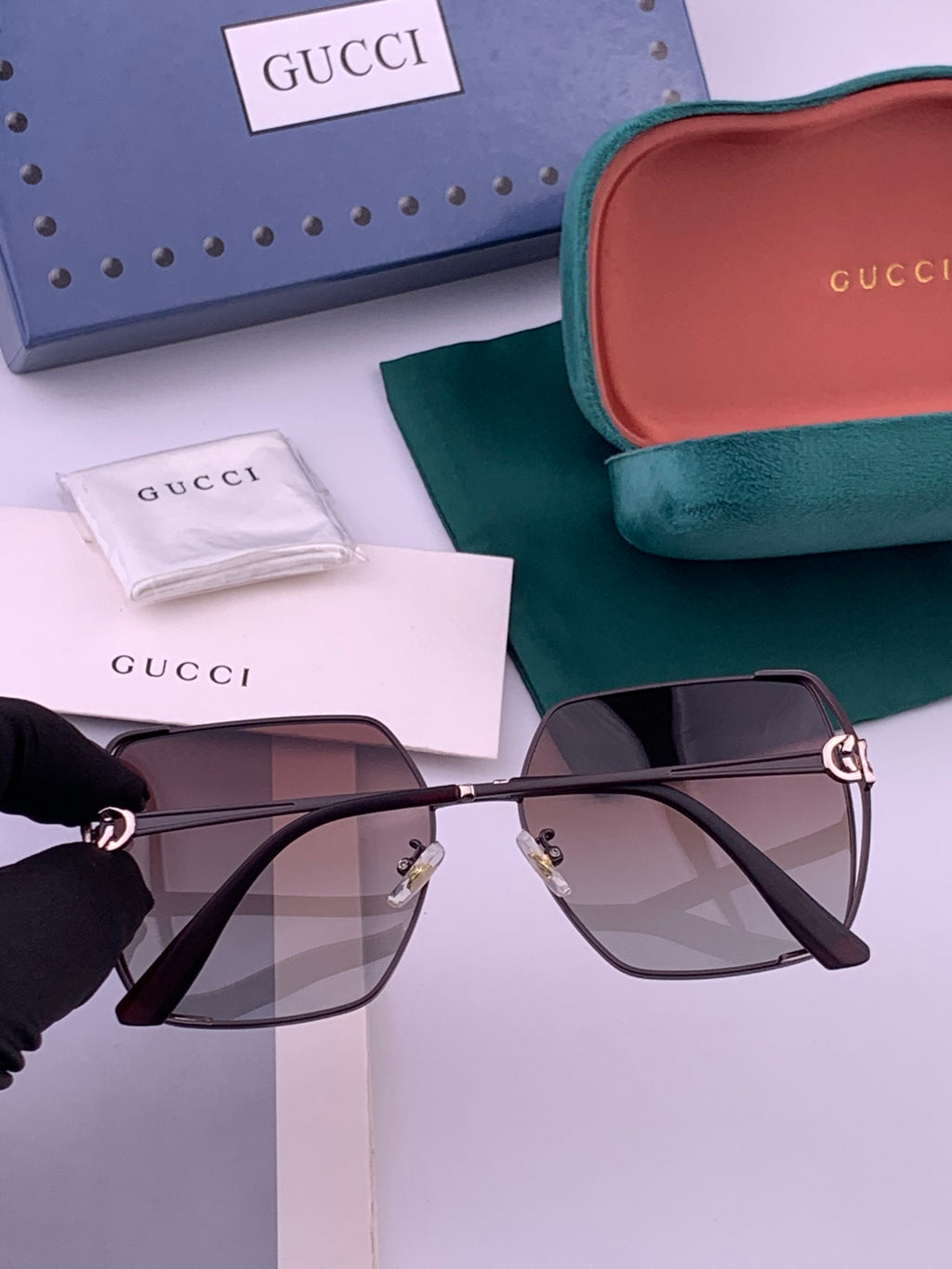 Gucci G9638 Polarized Square Brown Lens Sunglasses for Women - 357928 - detail image 6