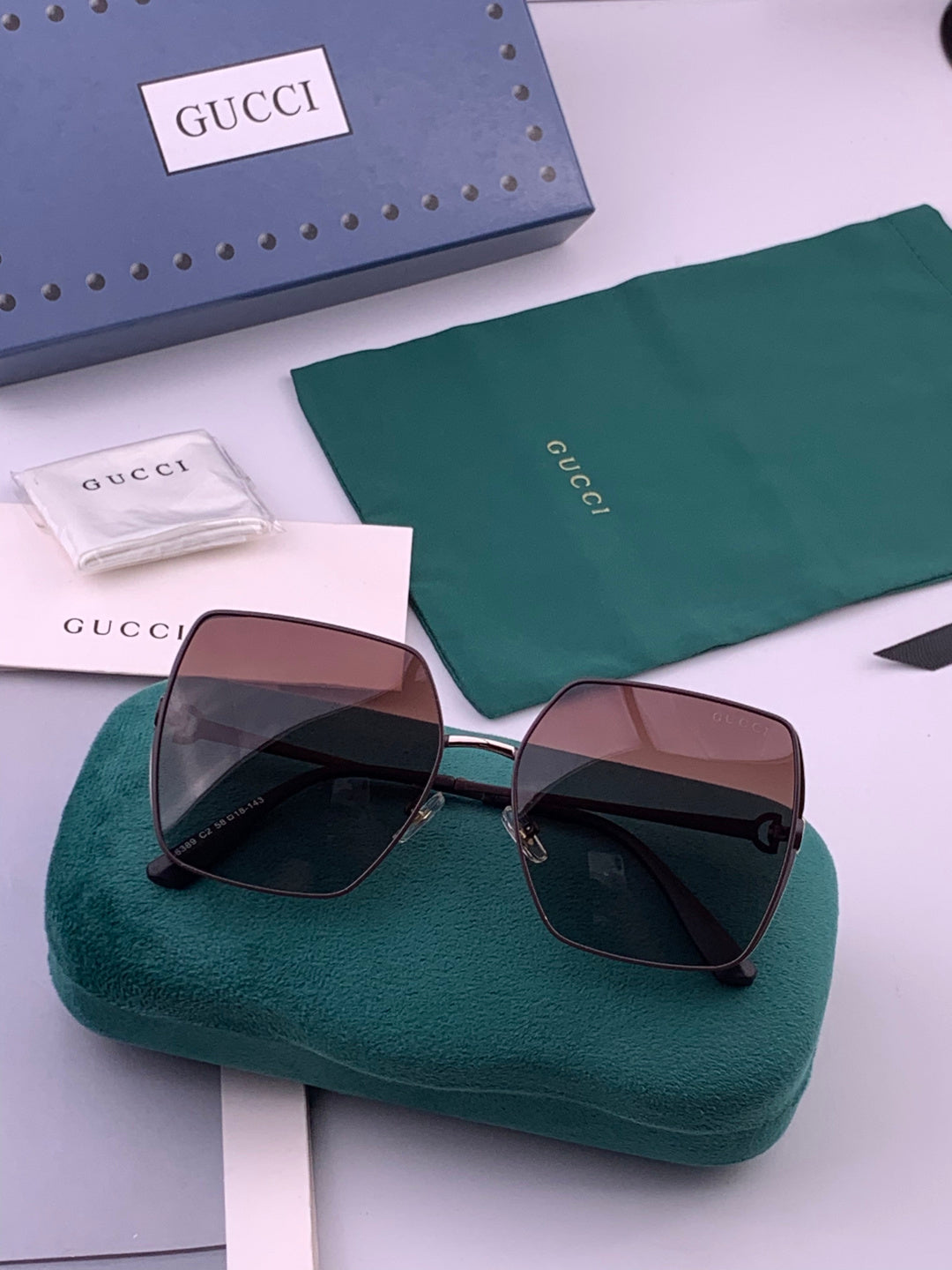 Gucci G9638 Polarized Square Brown Lens Sunglasses for Women - 357928 - detail image 7
