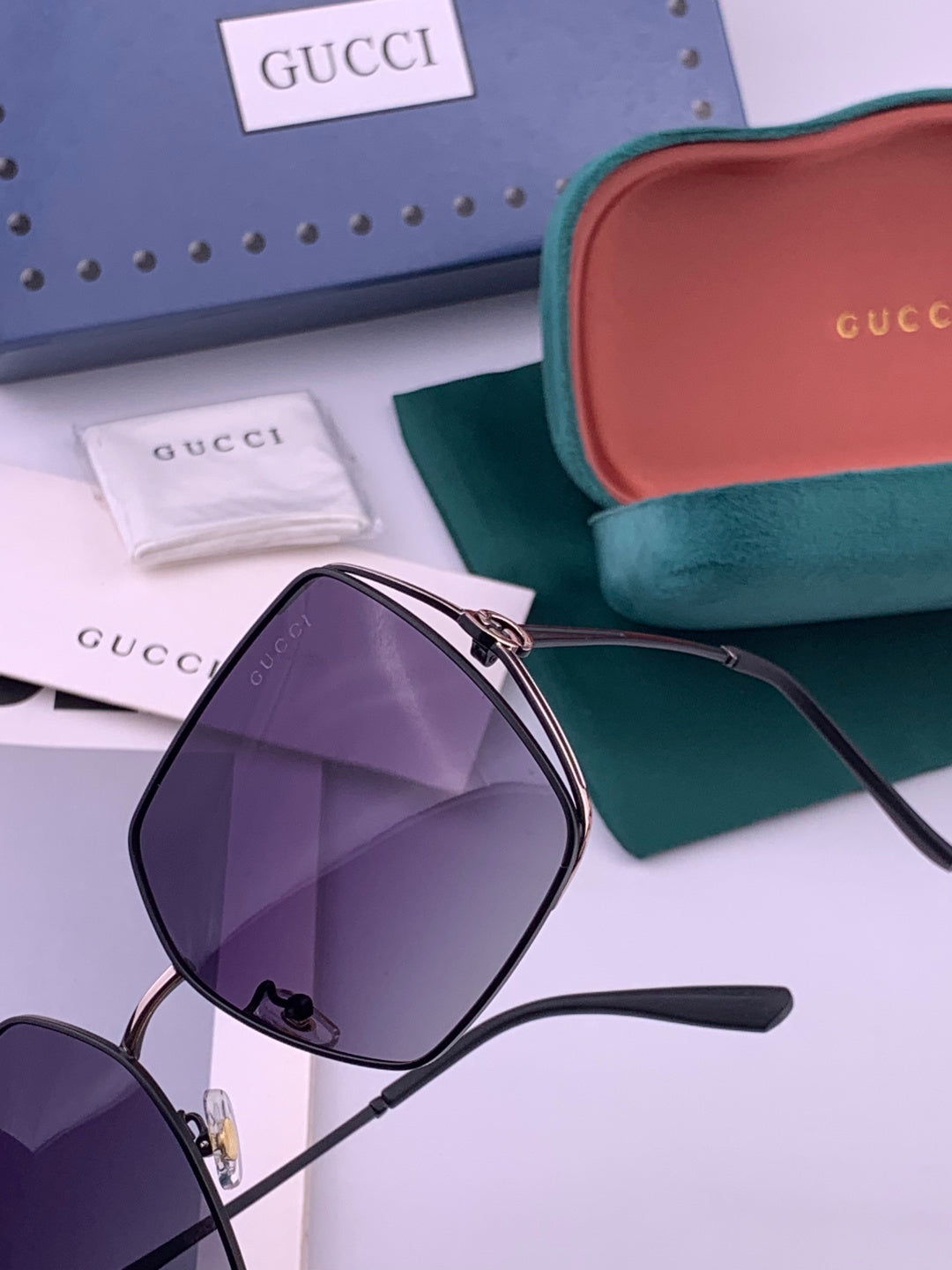 Gucci G9638 Polarized Square Black Lens Sunglasses for Women - 357929 - detail image 3