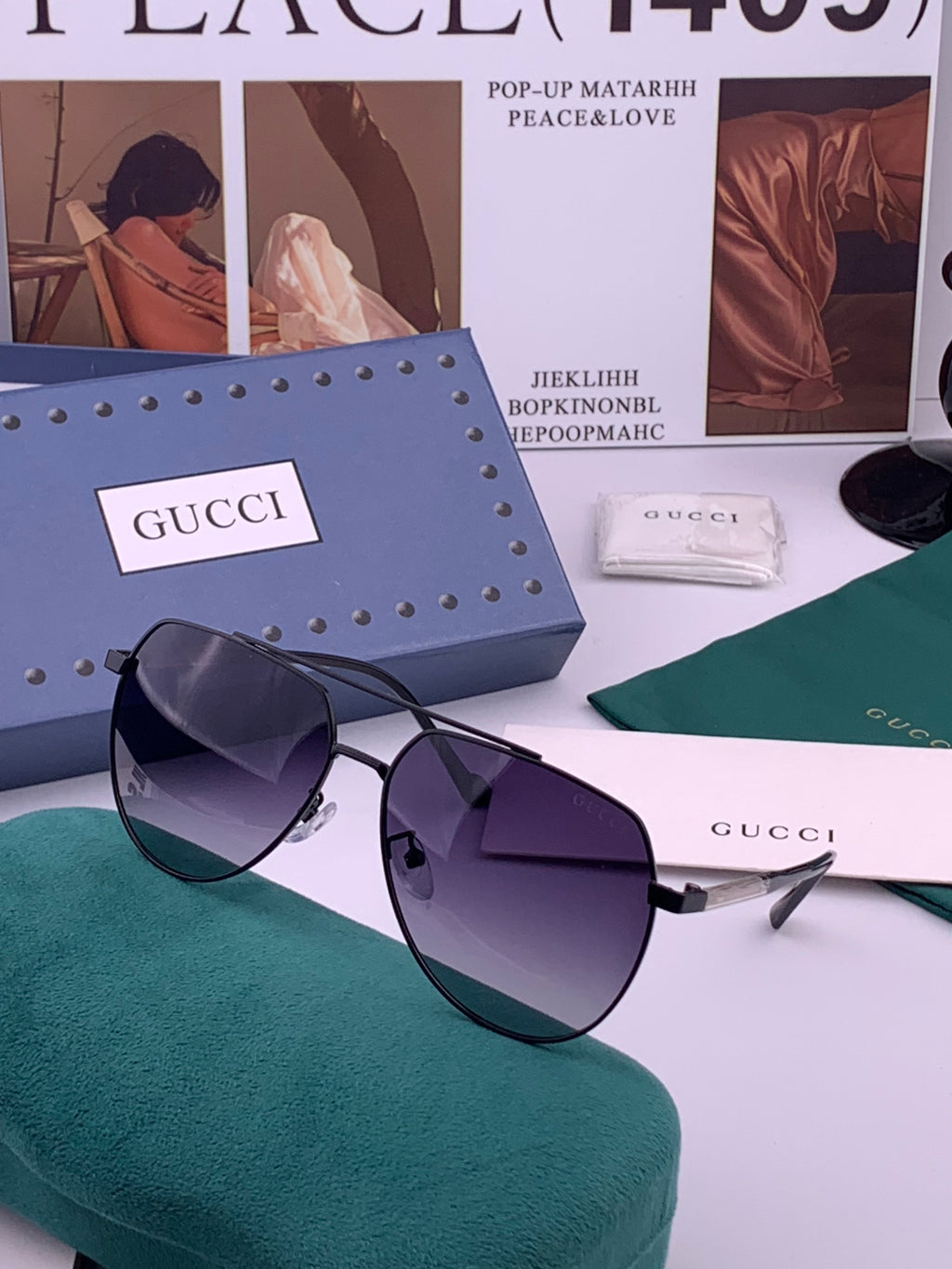 Gucci 5327 Polarized Aviator Gold Lens Sunglasses for Men & Women - 357886