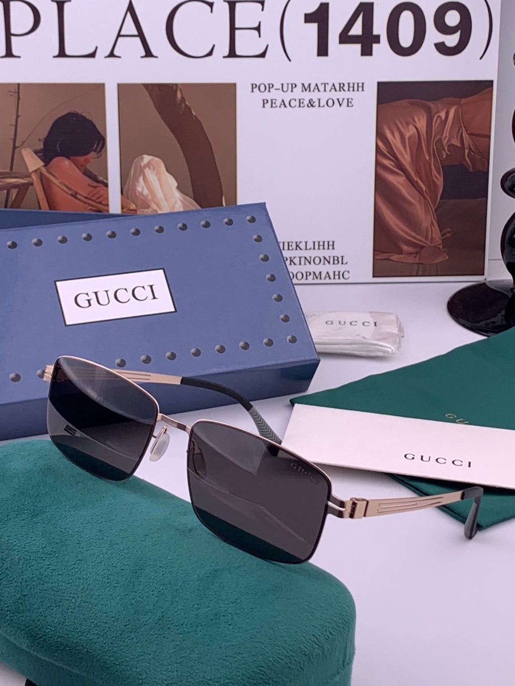 Gucci G4805 Polarized Aviator Black Lens Sunglasses for Men - 357827 - detail image 2