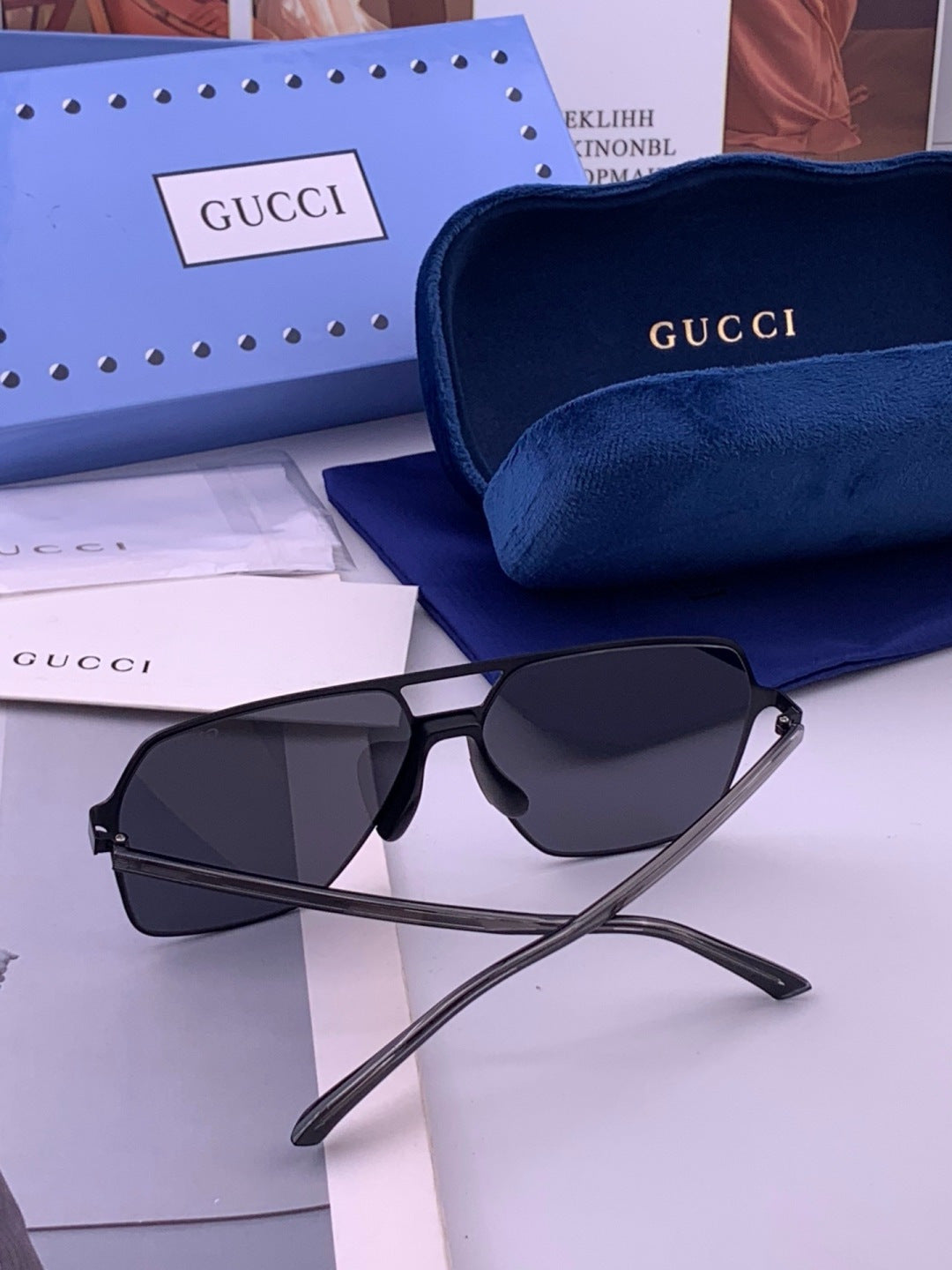 Gucci G11803 Polarized Aviator Orange Lens Sunglasses for Men - 357832 - detail image 5