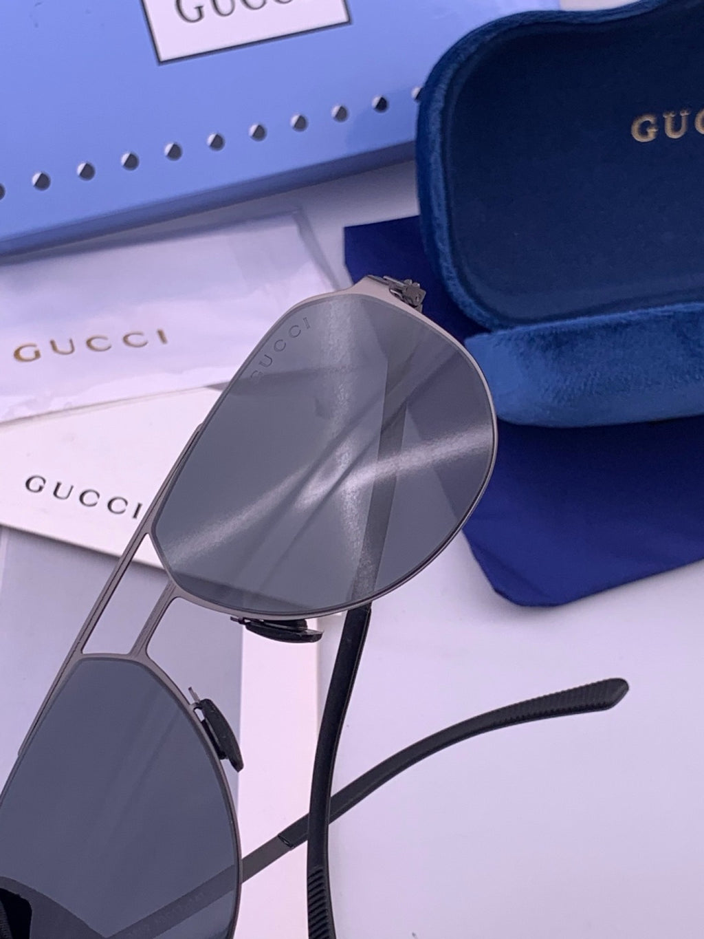 Gucci G2380 Polarized Aviator Orange Lens Sunglasses for Men - 357833 - detail image 6