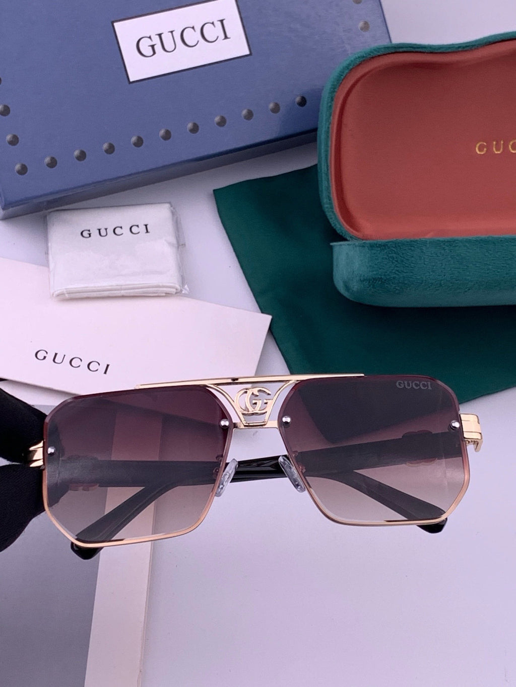 Gucci G21746 Aviator Black Lens Sunglasses for Men & Women - 357801 - detail image 5