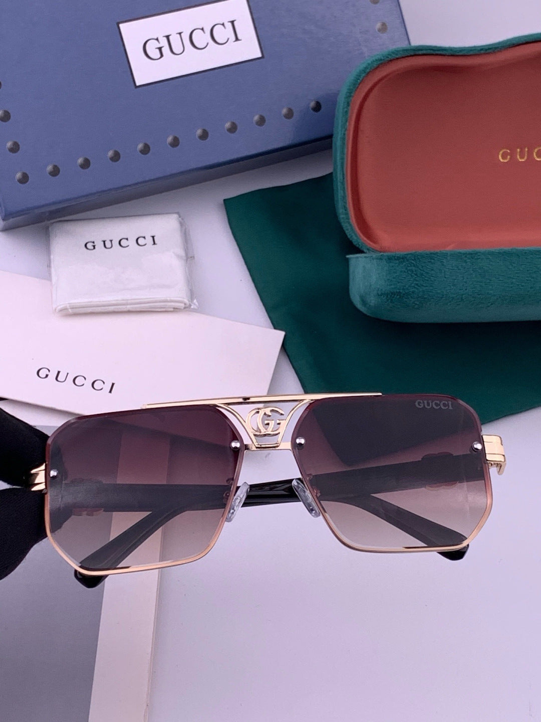 Gucci G21746 Aviator Black Lens Sunglasses for Men & Women - 357801 - detail image 5