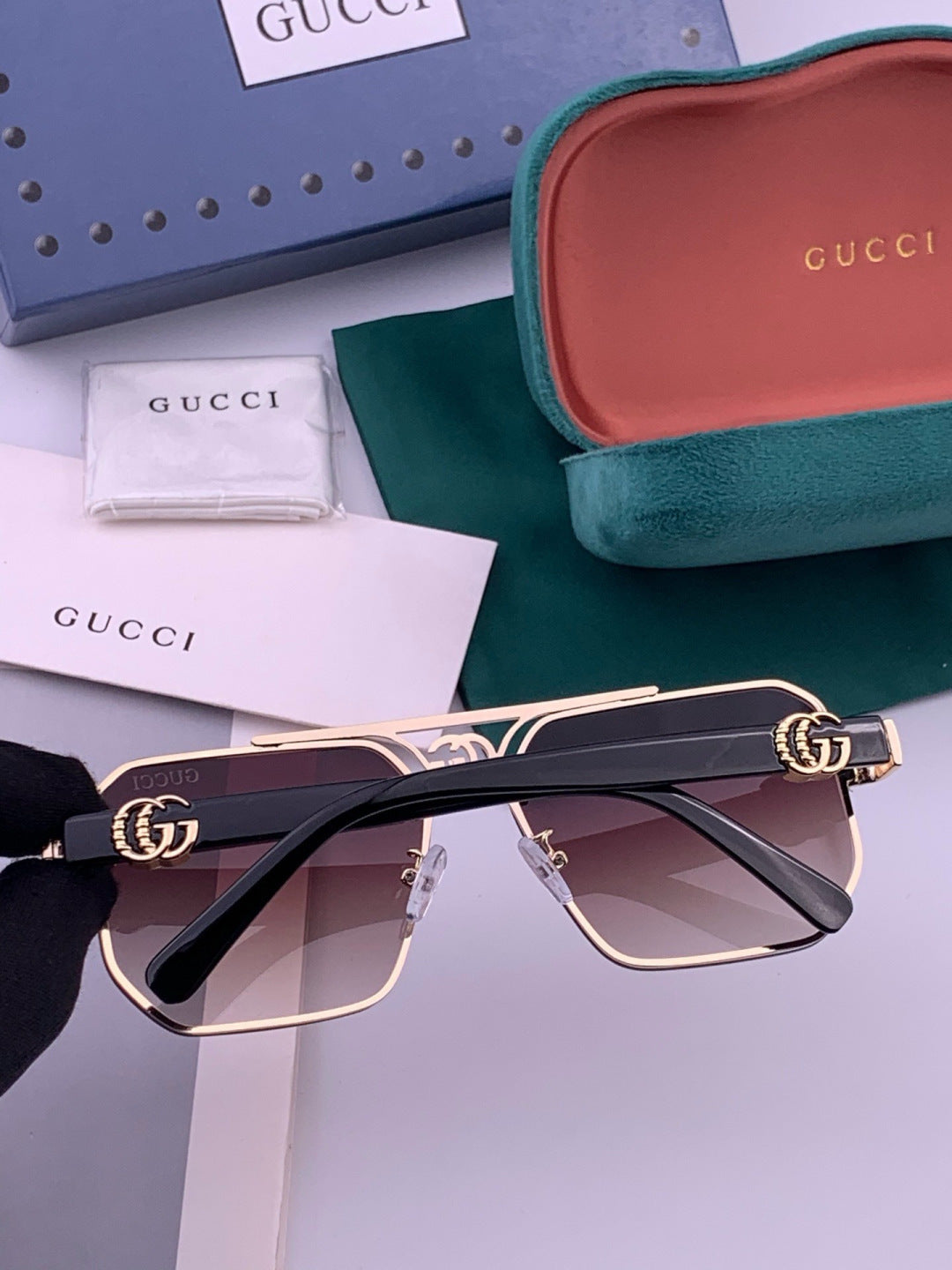 Gucci G21746 Aviator Black Lens Sunglasses for Men & Women - 357801 - detail image 7