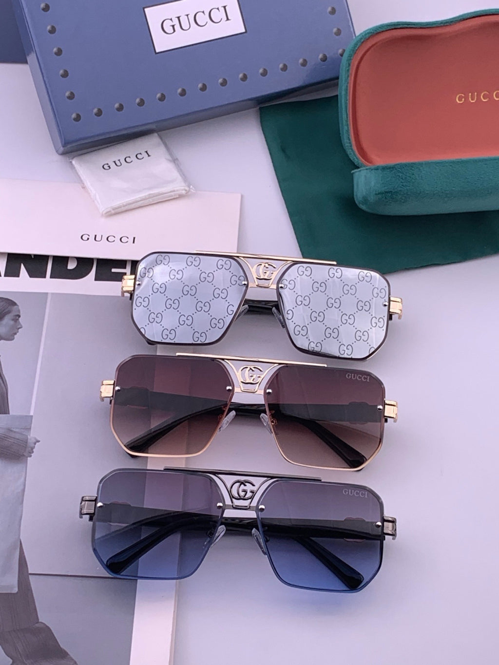 Gucci G21746 Aviator Black Lens Sunglasses for Men & Women - 357801 - detail image 8