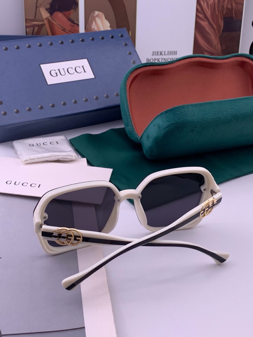 Gucci G0772 Polarized Square Gold Lens Sunglasses for Women - 357805 - detail image 5