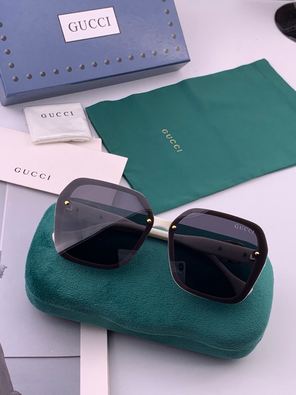 Gucci G0772 Polarized Square Gold Lens Sunglasses for Women - 357805 - detail image 7