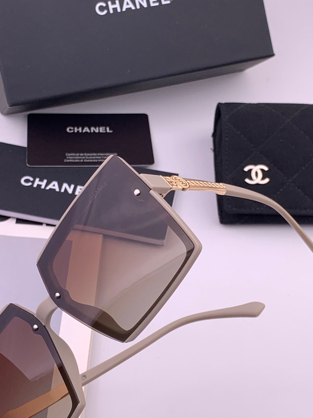 Chanel CH6711 Polarized Square Gold Lens Sunglasses for Women - 371807 - detail image 3