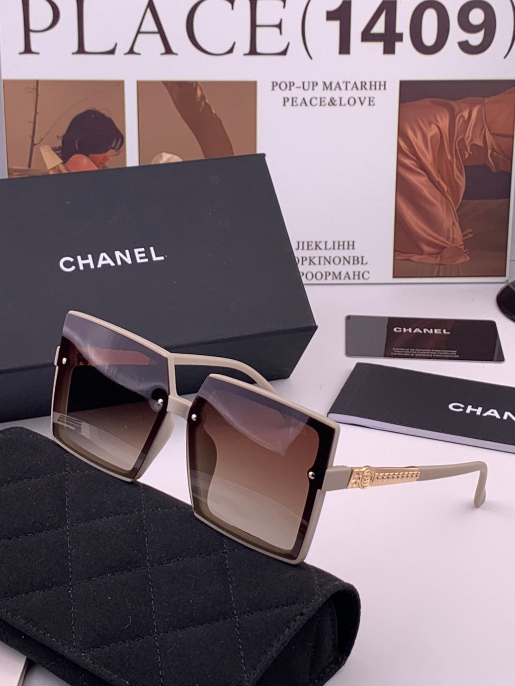 Chanel CH6711 Polarized Square Gold Lens Sunglasses for Women - 371807 - detail image 2