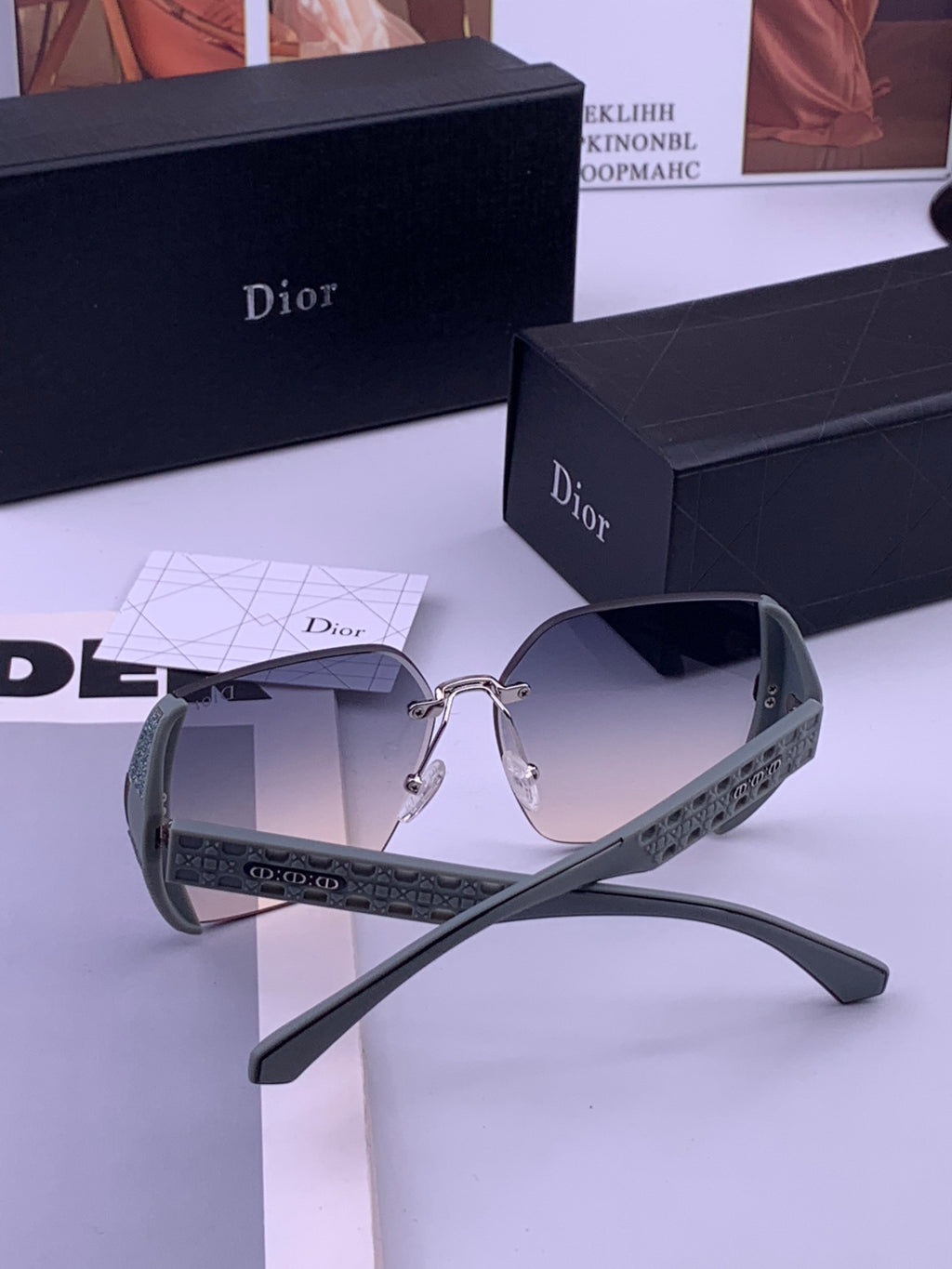 Dior CD5296 Square Gold Lens Sunglasses for Women - 371899 - detail image 7