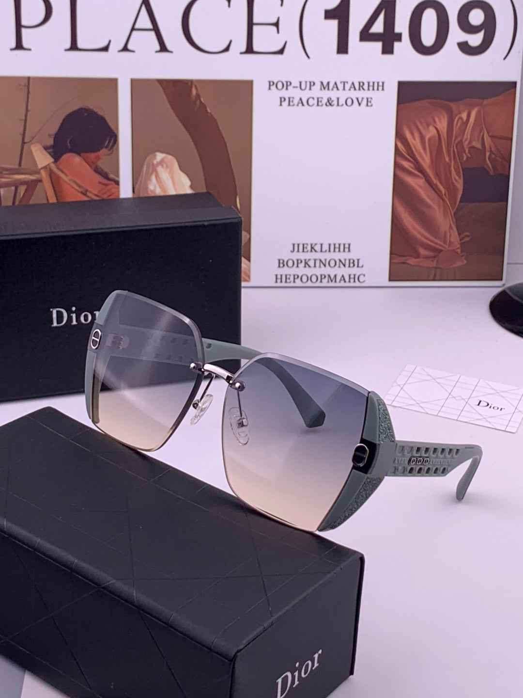 Dior CD5296 Square Gold Lens Sunglasses for Women - 371899 - detail image 2