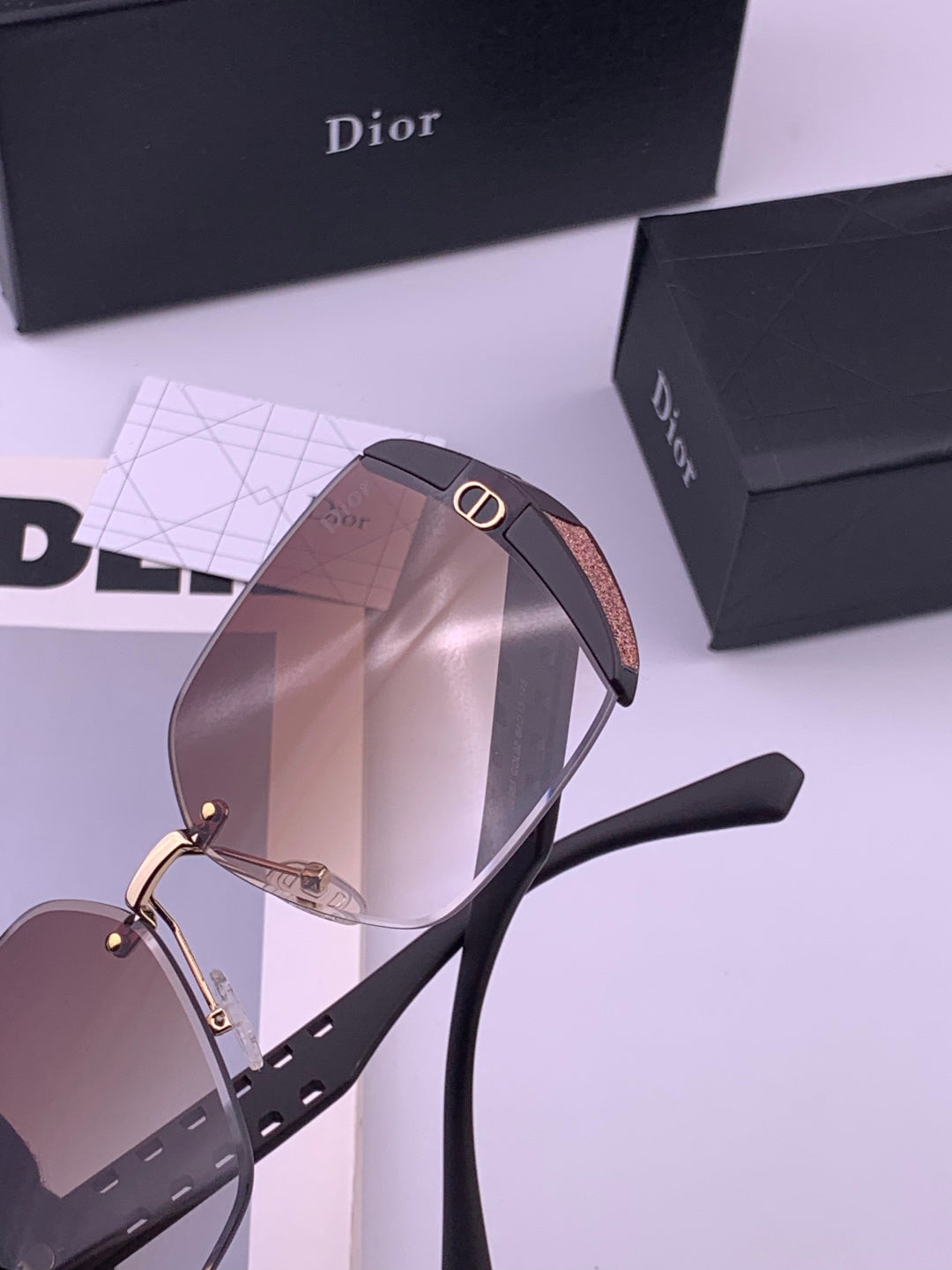 Dior CD5296 Square Gold Lens Sunglasses for Women - 371900 - detail image 6