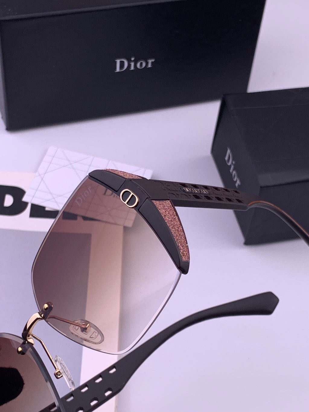 Dior CD5296 Square Gold Lens Sunglasses for Women - 371900 - detail image 3