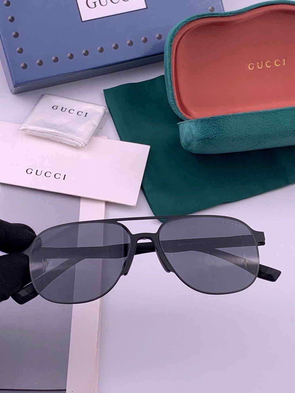 Gucci G2807 Polarized Aviator Black Lens Sunglasses for Men - 371625