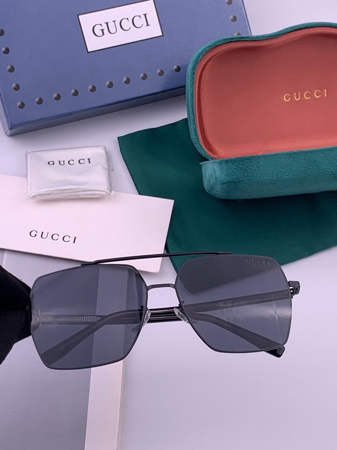 Gucci G5803 Polarized Aviator Black Lens Sunglasses for Men - 371629