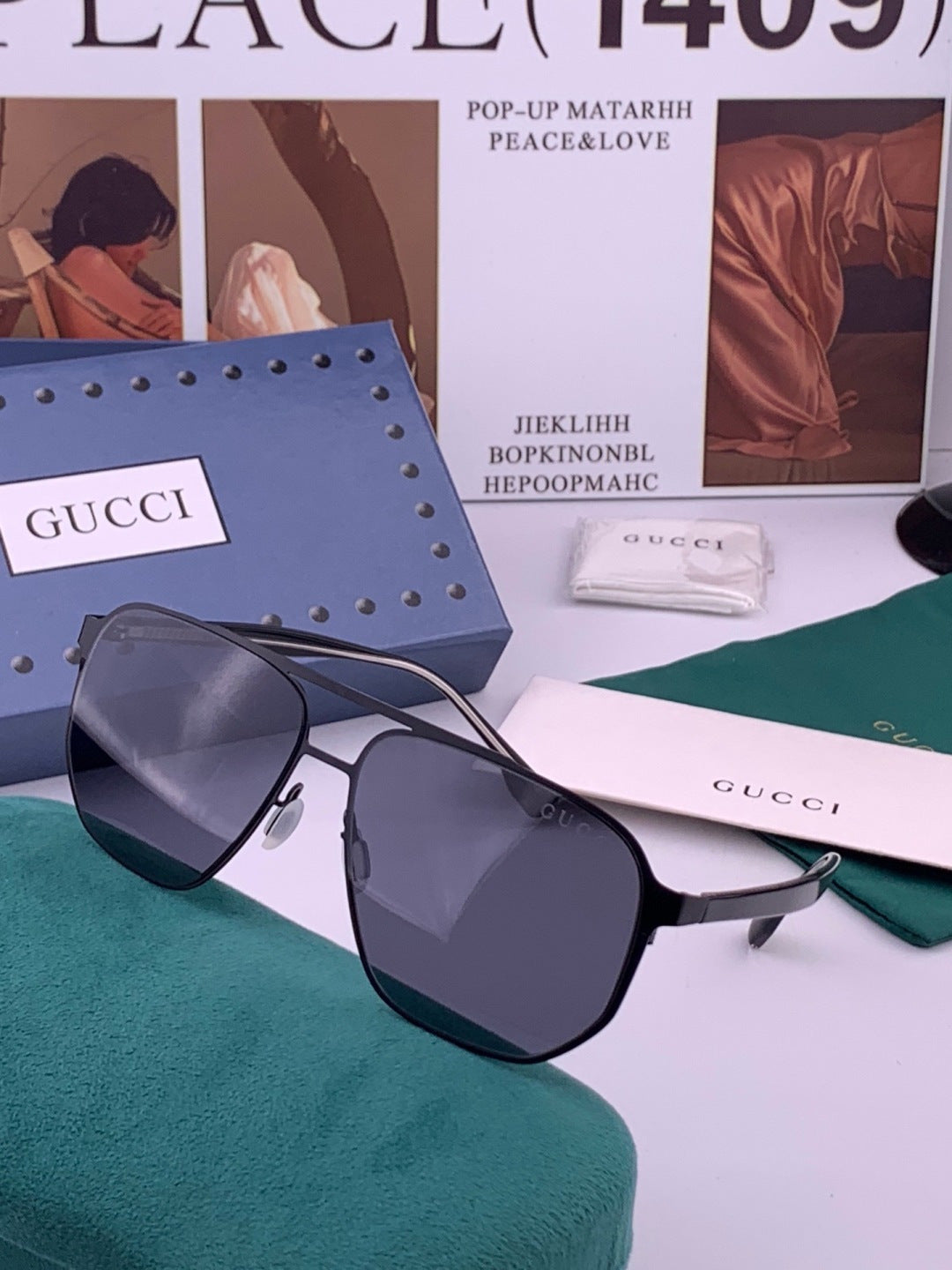 Gucci G3380 Polarized Aviator Gold Lens Sunglasses for Men - 371601 - detail image 2
