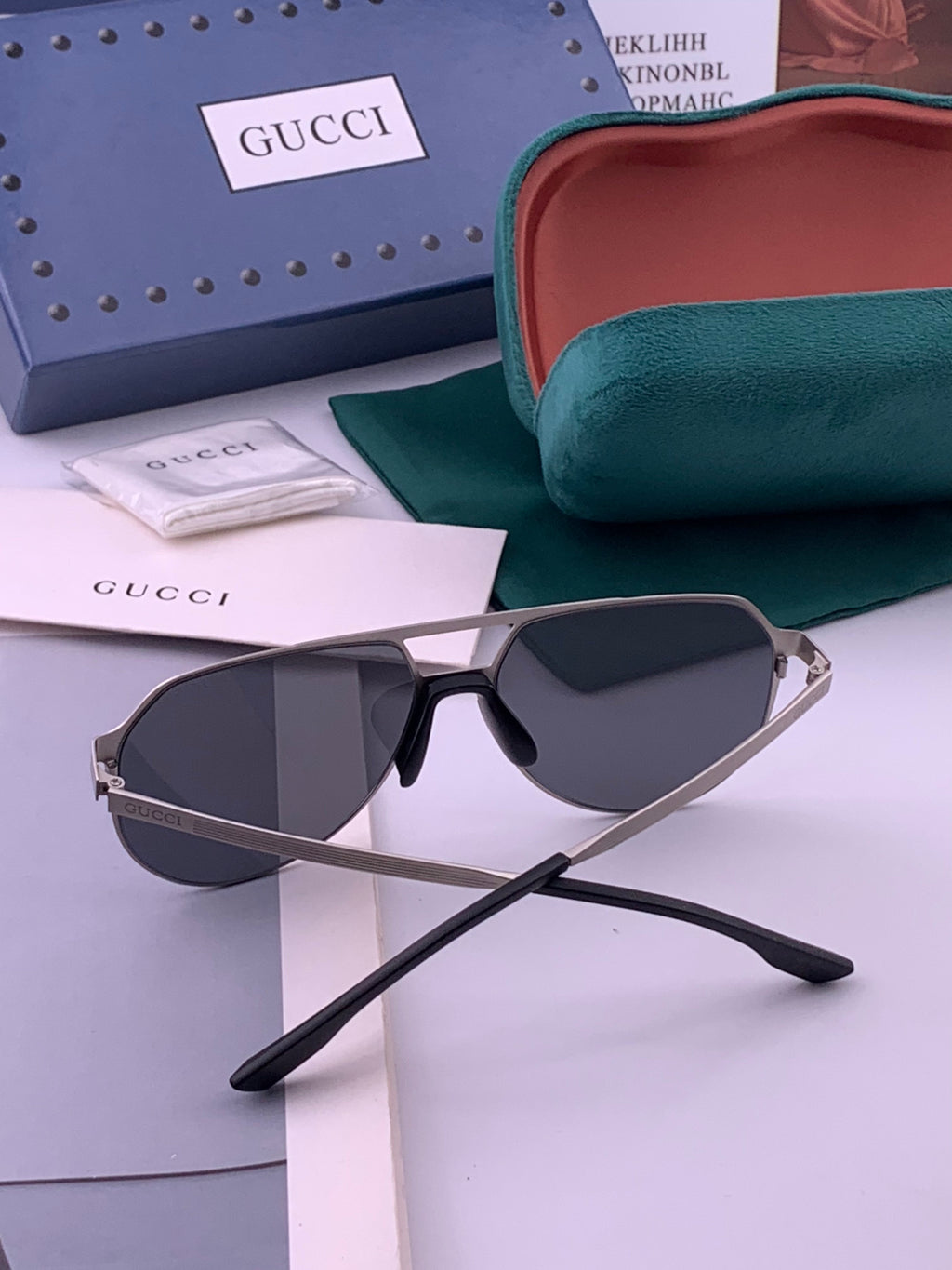 Gucci G7225 Polarized Aviator Gold Lens Sunglasses for Men - 371653 - detail image 5