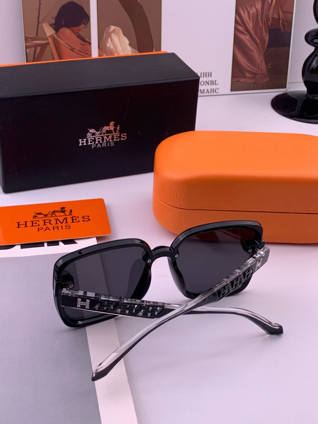 Hermès H7993 Square Black Lens Sunglasses for Men & Women - 372640 - detail image 6