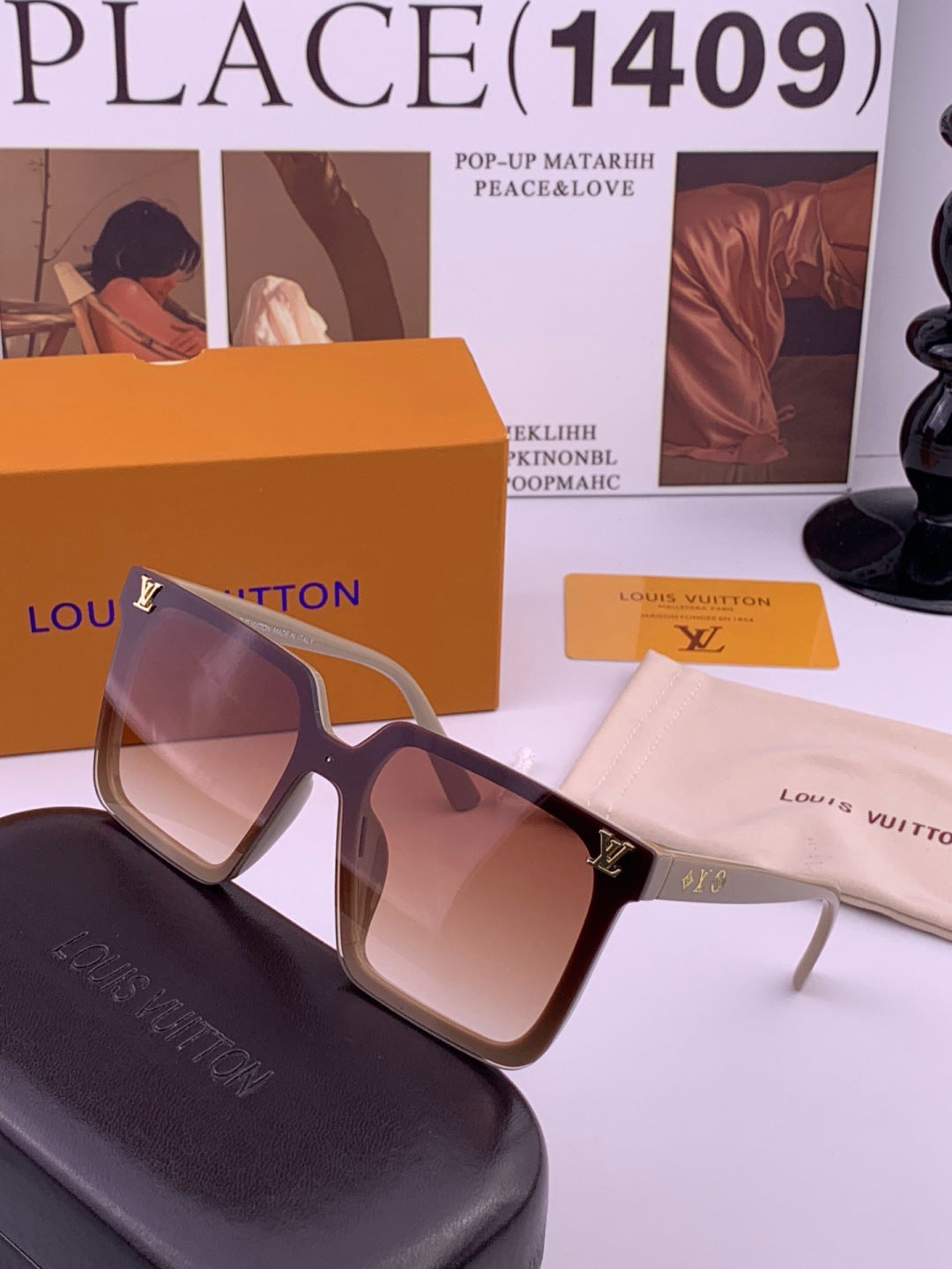 Louis Vuitton L6006 Oversized Red Lens Sunglasses for Men & Women - 371348 - detail image 2