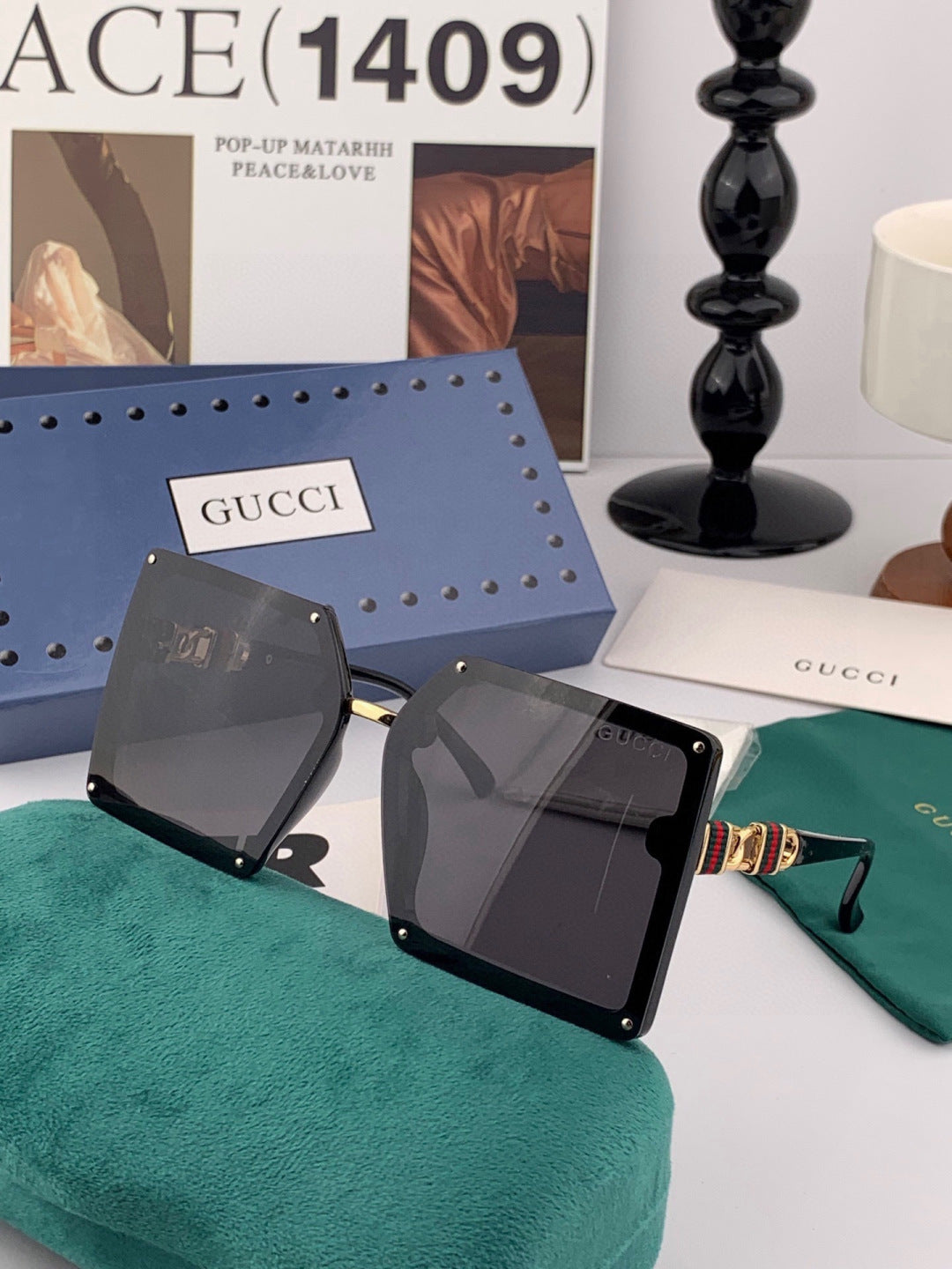 Gucci 15630 Polarized Square Black Lens Sunglasses for Men & Women - 371561 - detail image 2