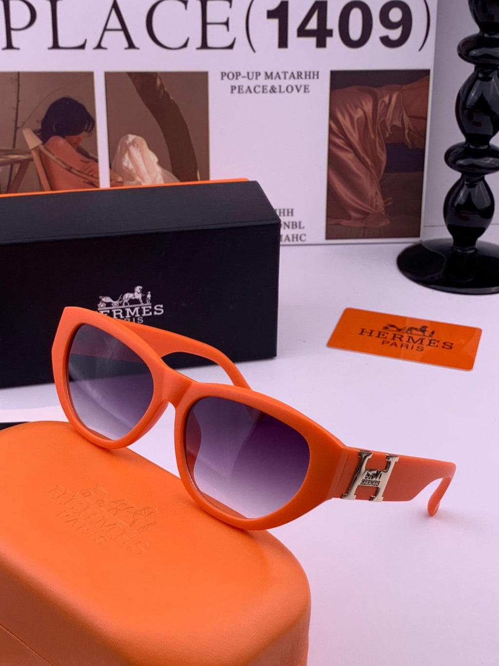 Hermès H37005 Square Red Lens Sunglasses for Men & Women - 372649 - detail image 2