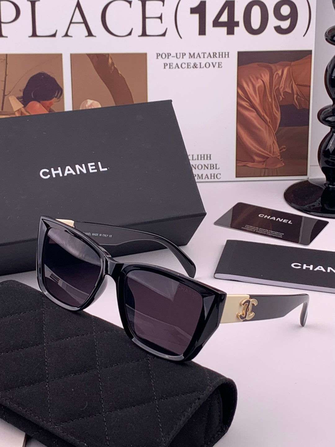 Chanel CH1311 Polarized Square Black Lens Sunglasses for Men & Women - 371748
