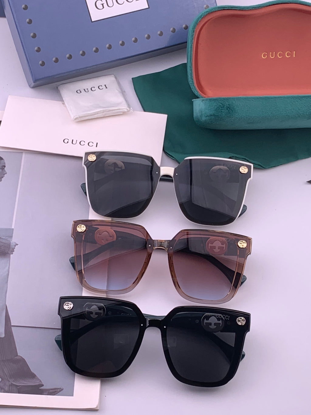 Gucci G1620 Square Brown Lens Sunglasses for Men & Women - detail image 7