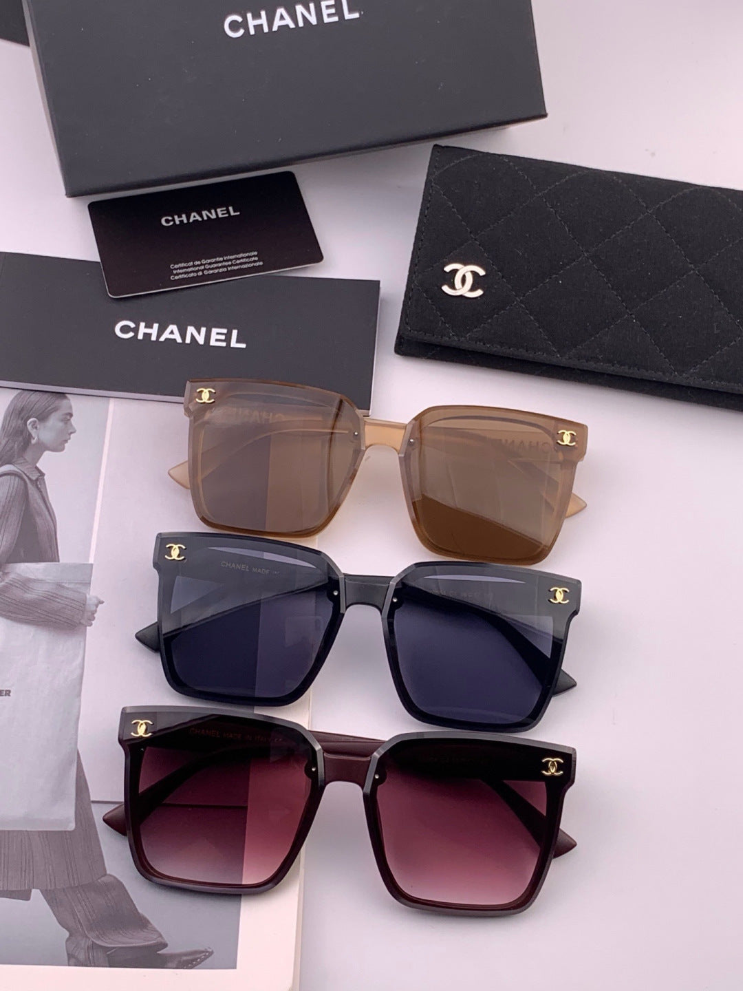 Chanel CH47000 Oversized Black Lens Sunglasses for Men & Women - detail image 7