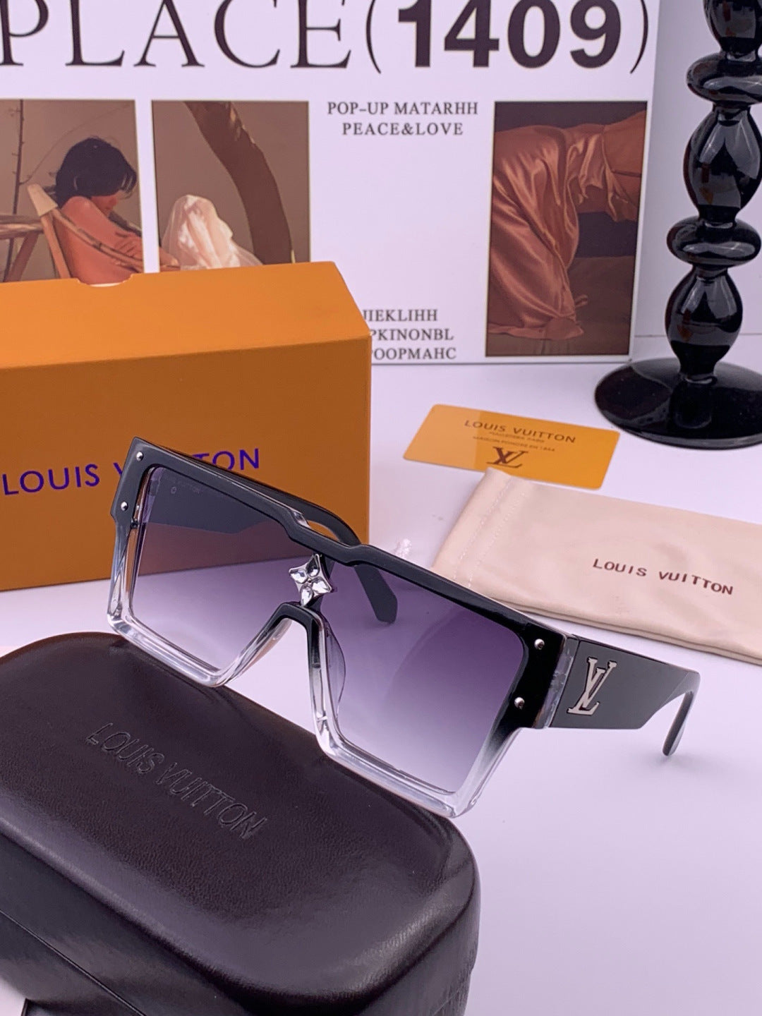 Louis Vuitton L7600 Square Black Lens Sunglasses for Women - 381851 - detail image 2