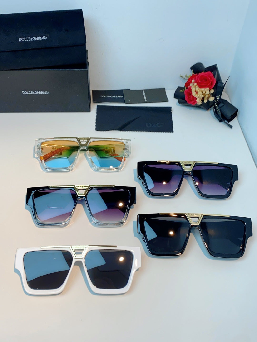 Dolce & Gabbana Metal Square Gold Lens Sunglasses for Men & Women - detail image 13