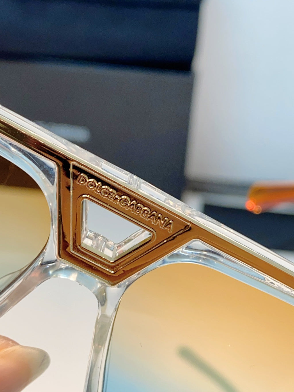 Dolce & Gabbana Metal Square Gold Lens Sunglasses for Men & Women - detail image 8