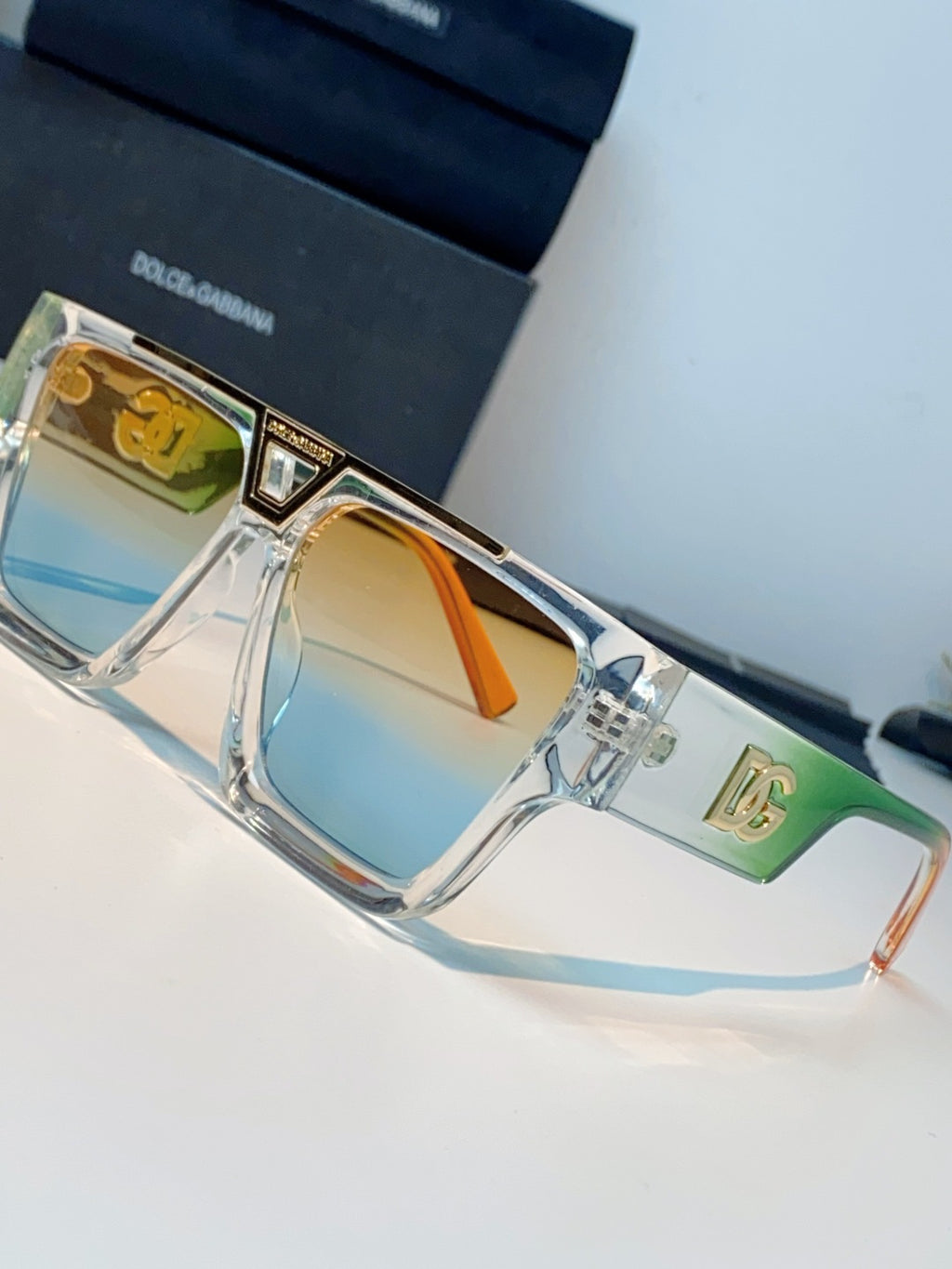 Dolce & Gabbana Metal Square Gold Lens Sunglasses for Men & Women - detail image 7