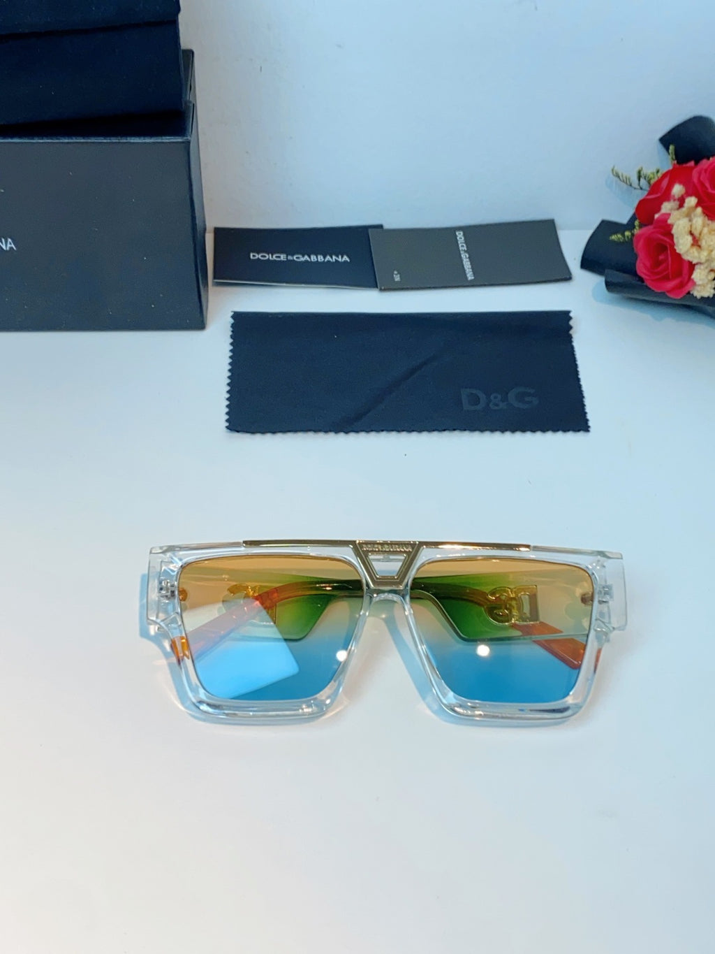 Dolce & Gabbana Metal Square Gold Lens Sunglasses for Men & Women - detail image 10