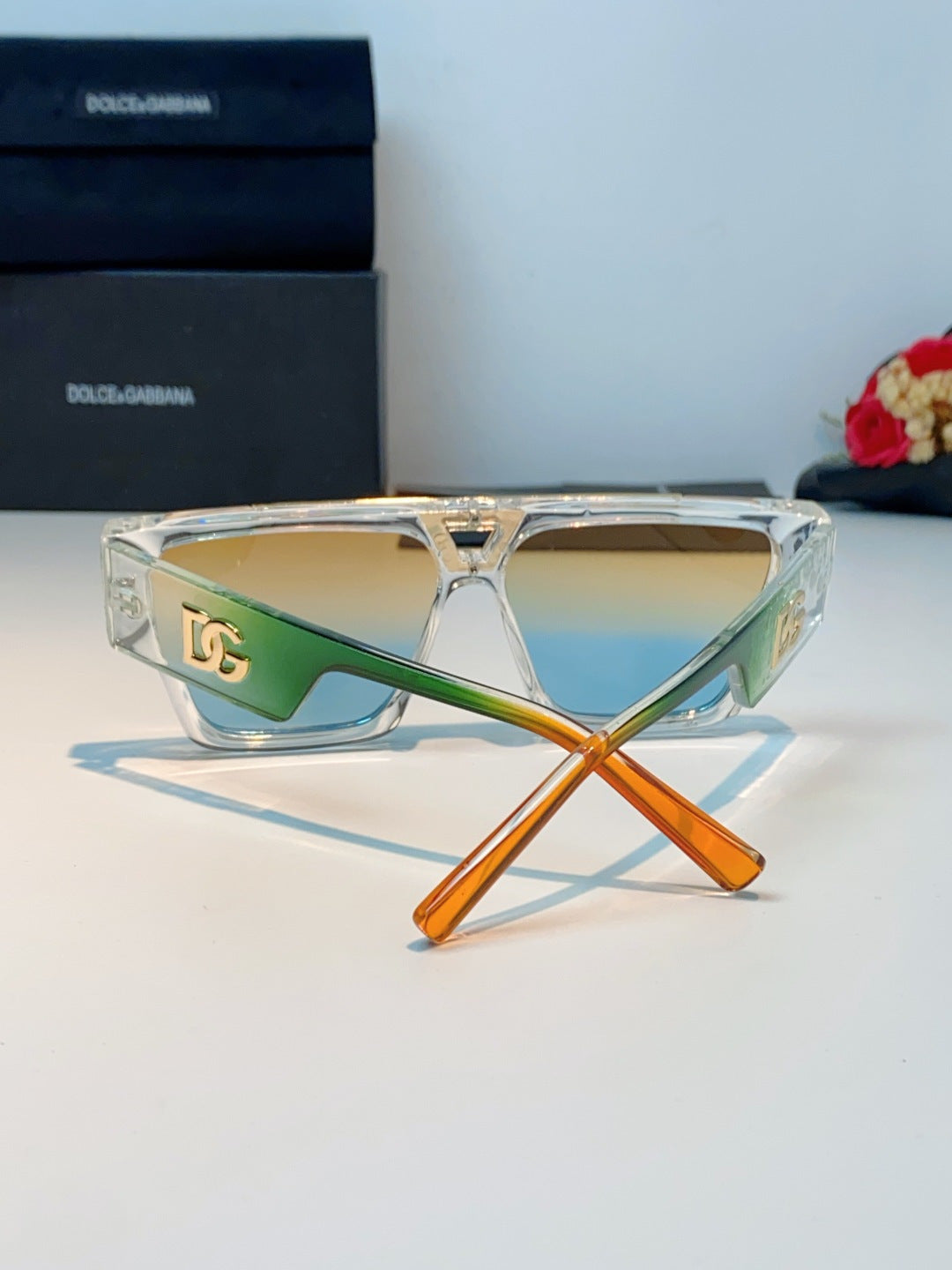 Dolce & Gabbana Metal Square Gold Lens Sunglasses for Men & Women - detail image 3