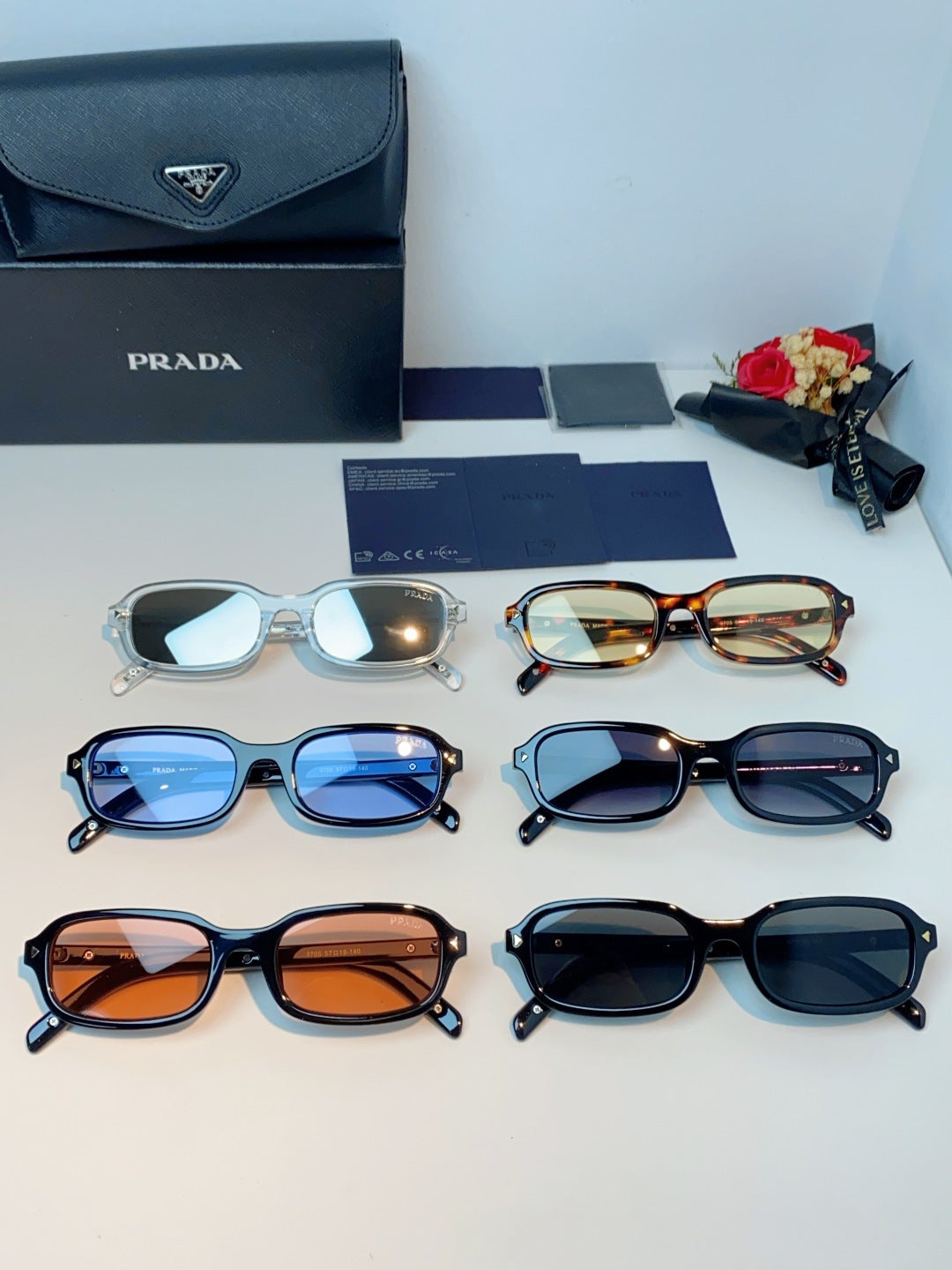 Prada Metal Oval Red Lens Sunglasses for Men & Women - detail image 13