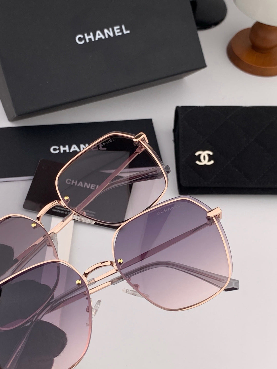 Chanel CH2201 Polarized Rimless Red Lens Sunglasses for Men & Women - detail image 7