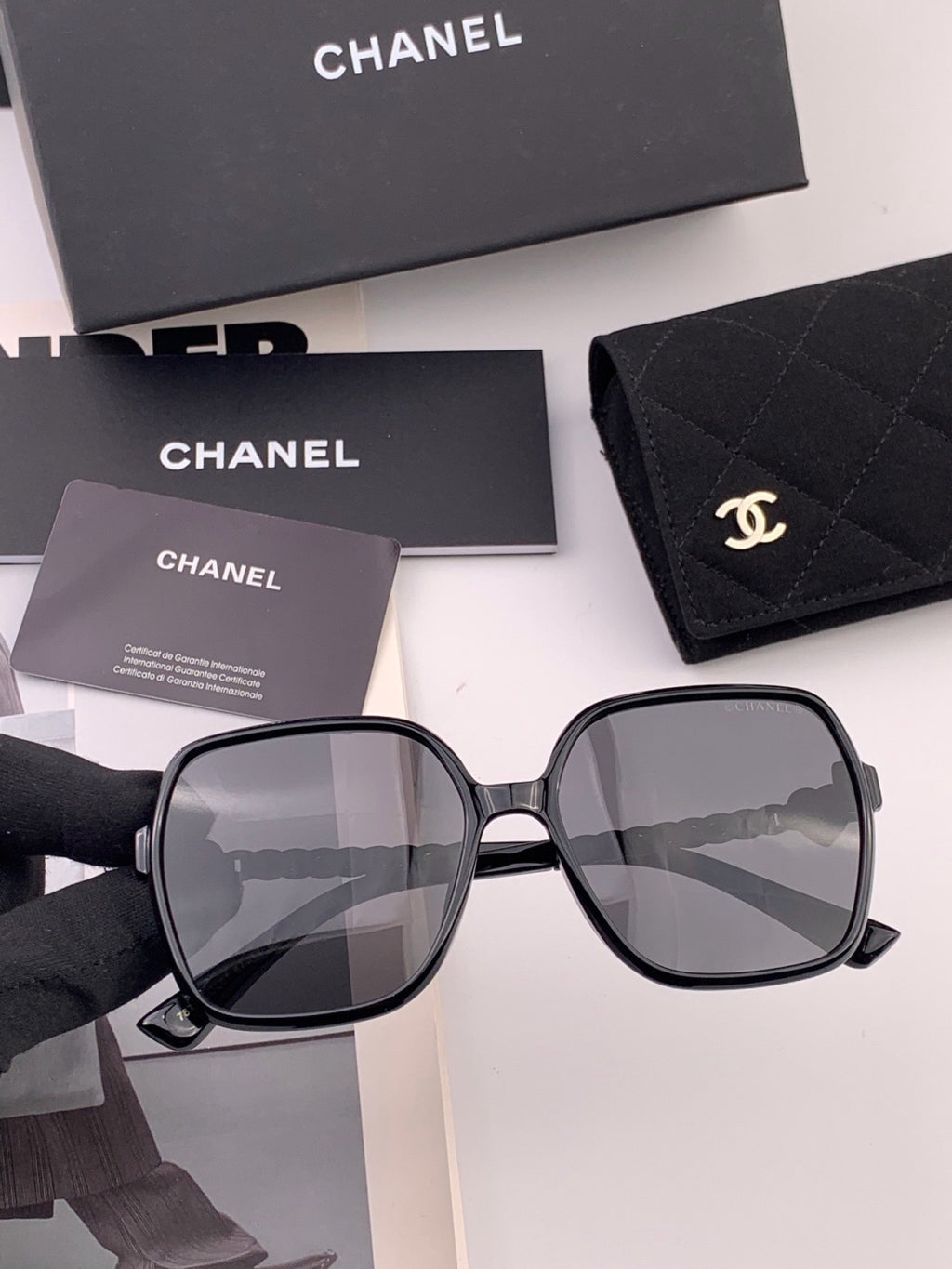 Chanel CH4787 Polarized Square Gold Lens Sunglasses for Women - 382304 - detail image 2