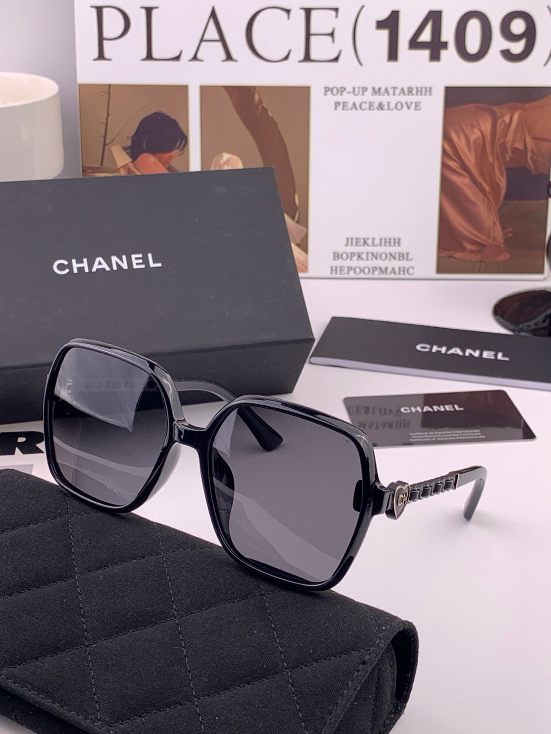 Chanel CH4787 Polarized Square Gold Lens Sunglasses for Women - 382304 - detail image 5