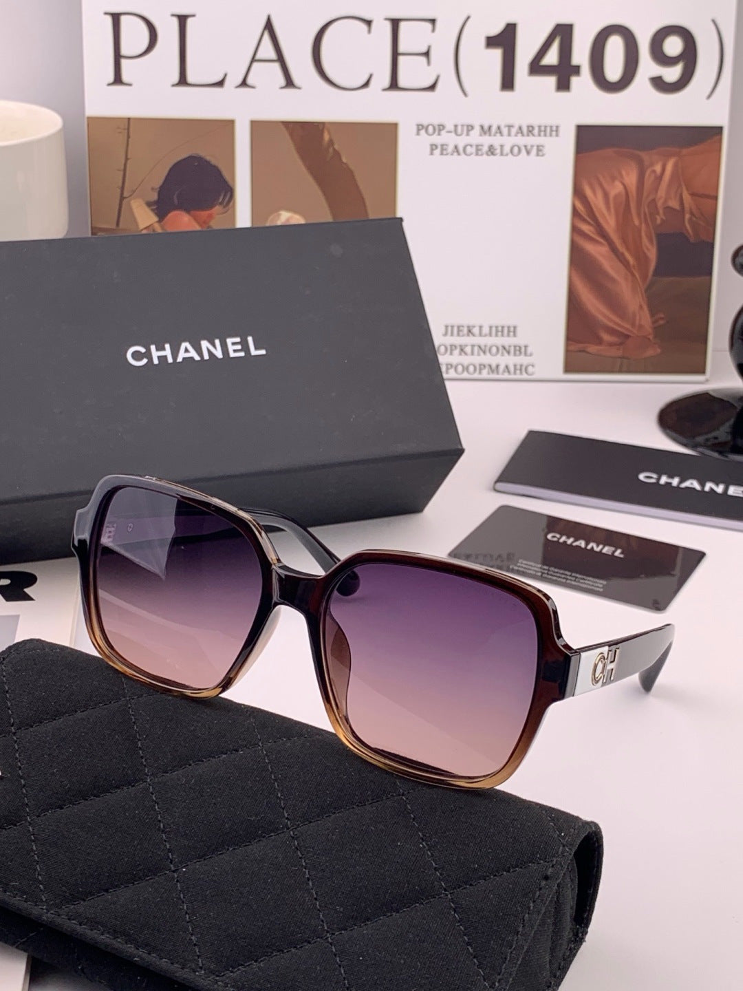 Chanel CH2787 Polarized Square Gold Lens Sunglasses for Women - 382287 - detail image 3