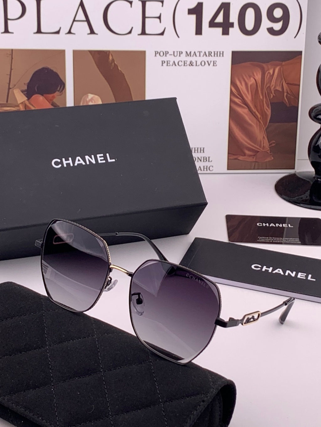 Chanel CH7238 Polarized Rimless Gold Lens Sunglasses for Men & Women - 382289 - detail image 2
