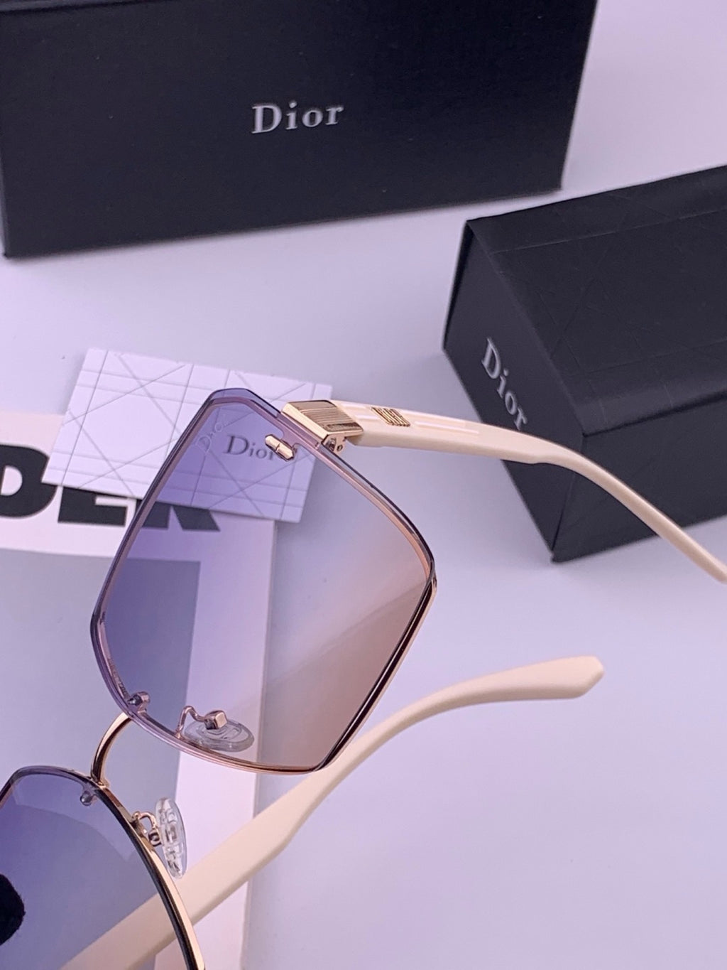 Dior CD0238 Polarized Square Gold Lens Sunglasses for Women - 382476 - detail image 3