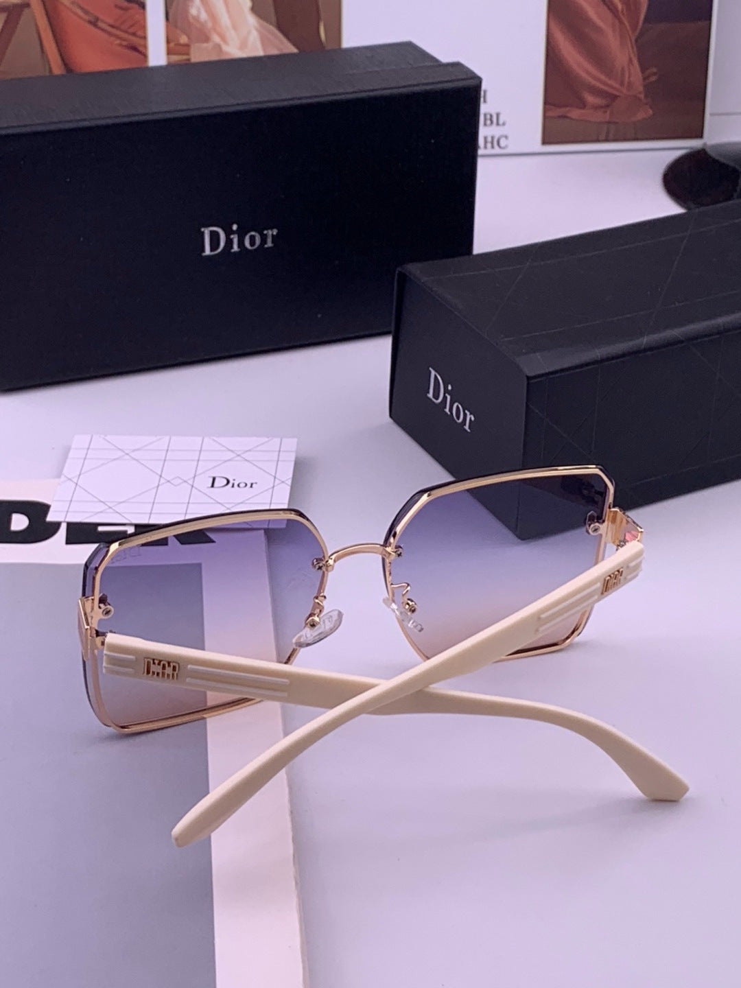 Dior CD0238 Polarized Square Gold Lens Sunglasses for Women - 382476 - detail image 7
