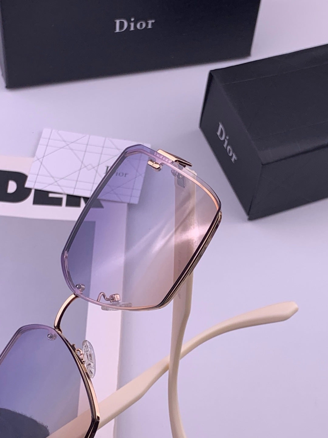 Dior CD0238 Polarized Square Gold Lens Sunglasses for Women - 382476 - detail image 6