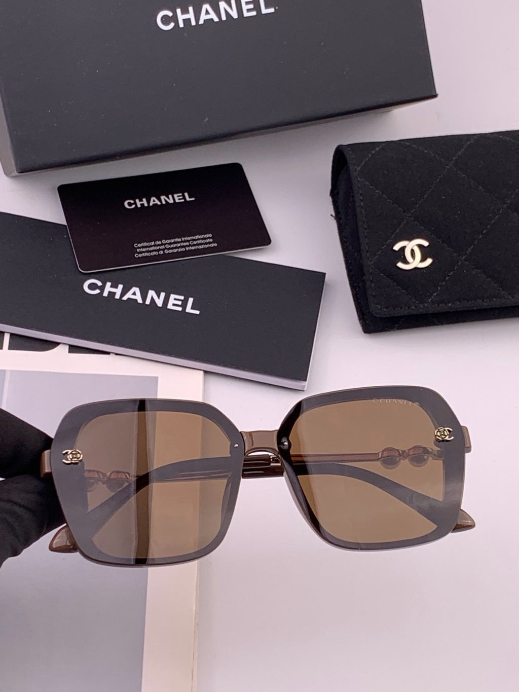 Chanel CH1910 Polarized Oversized Gold Lens Sunglasses for Men & Wome - 382290