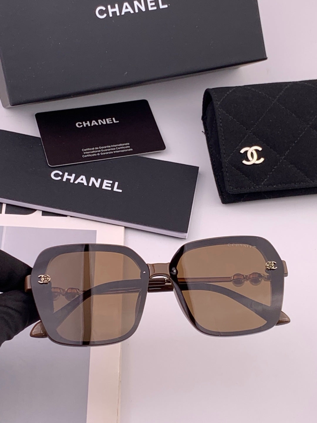 Chanel CH1910 Polarized Oversized Gold Lens Sunglasses for Men & Wome - 382290
